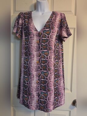 Buddy Love "Hailey" Mini Dress "Purple Haze" Snakeskin Print Size Medium